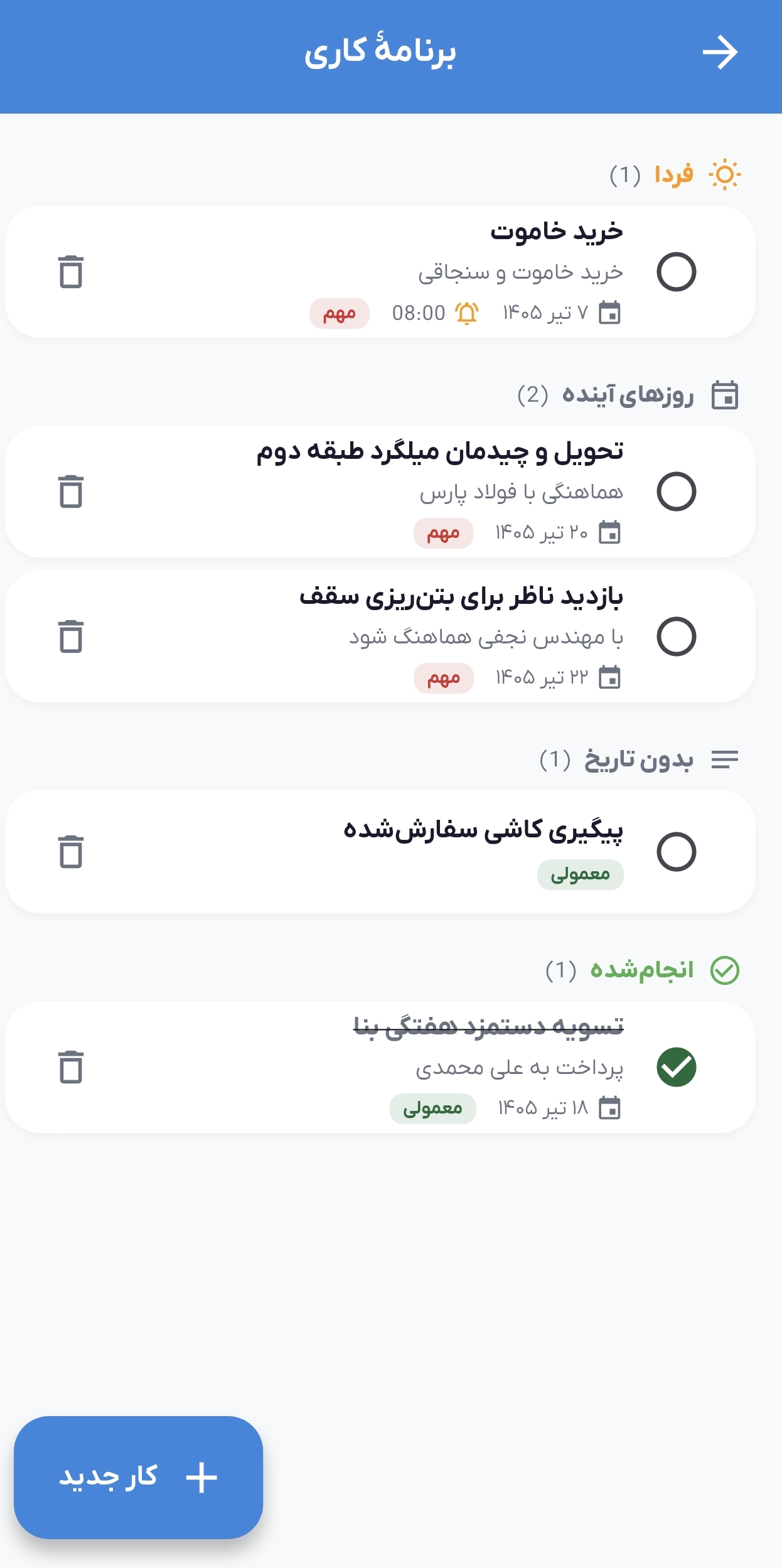 لیست گزارشات روزانه