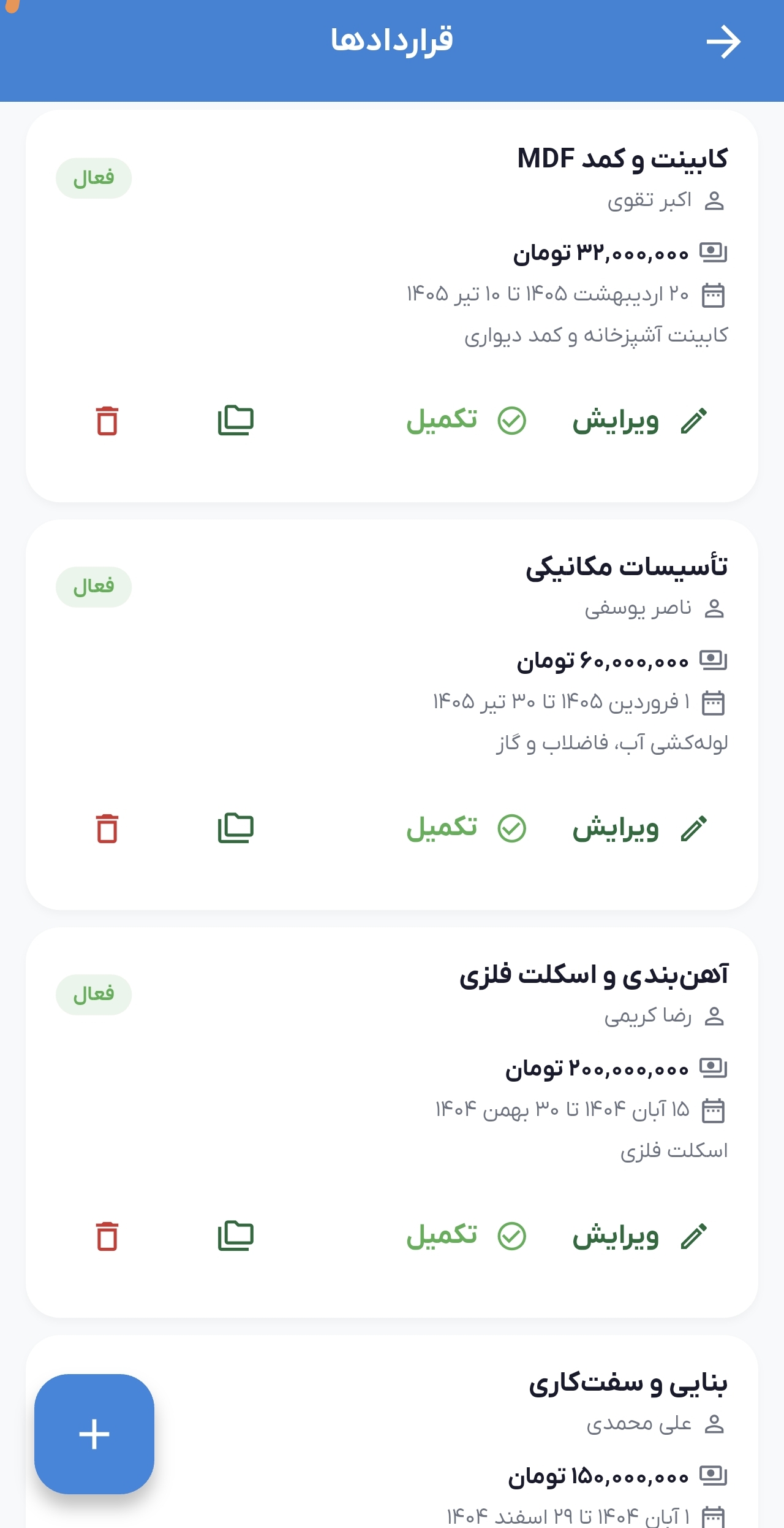 جزئیات قرارداد